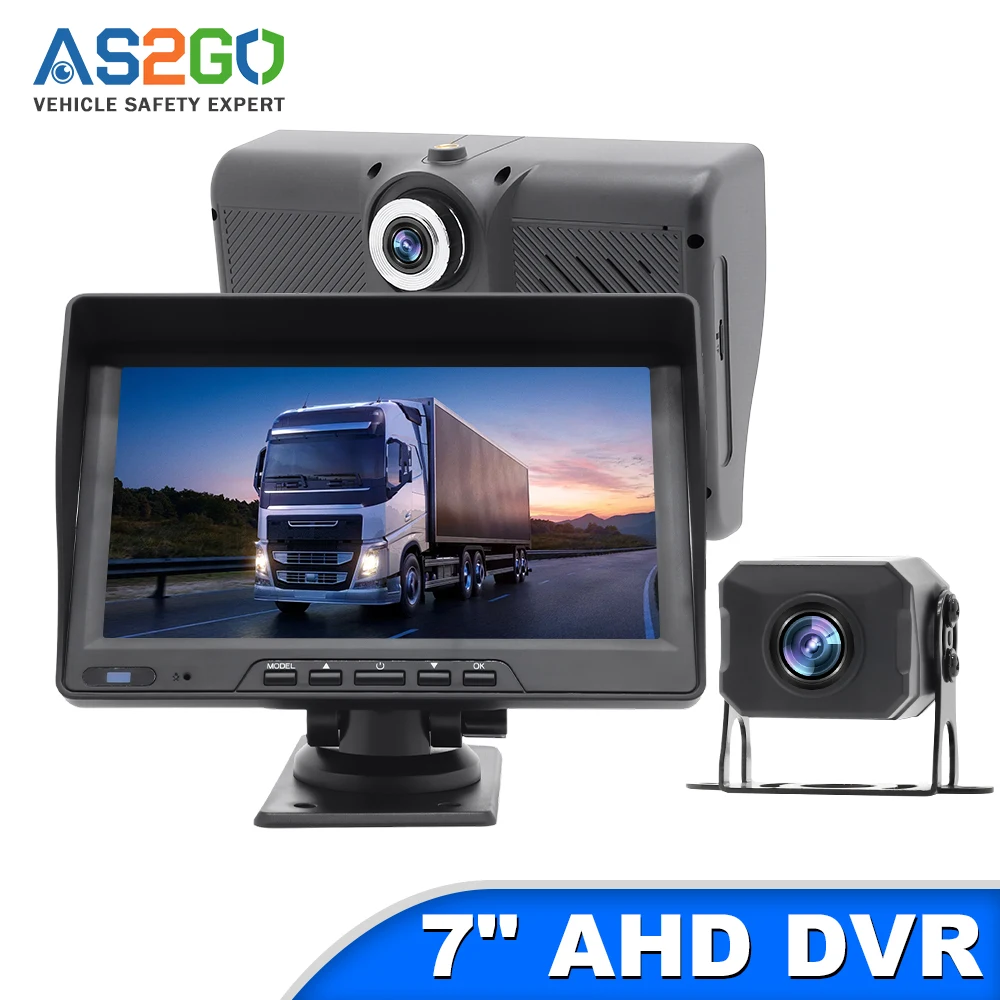 

Регистратор вождения автомобиля с 7-дюймовым монитором DVR, встроенной передней камерой и резервной камерой 1080P для помощи при парковке