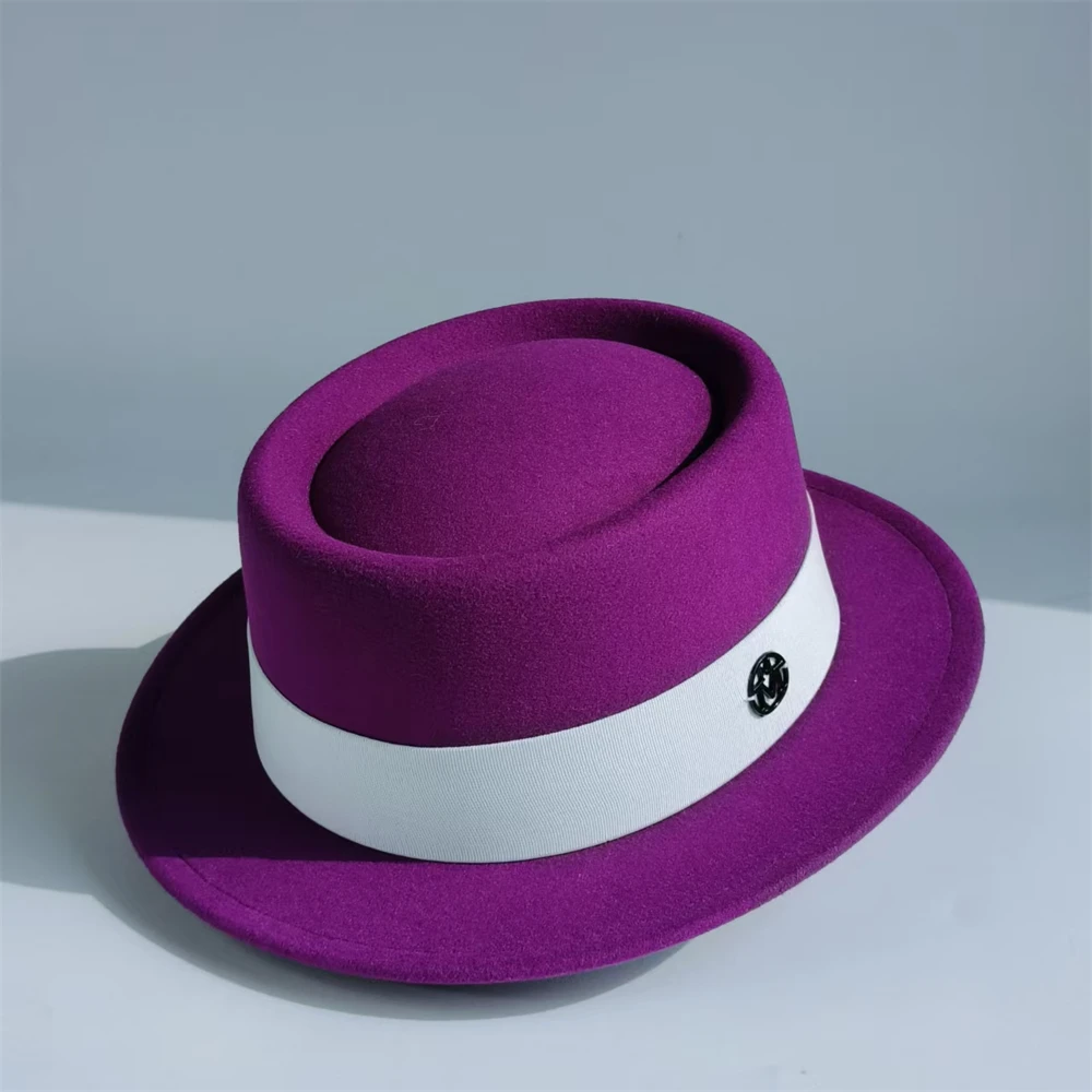 French pork pie hat men Vintage fedora Hat woman turquoise fedora hat flat brim Felt hats Panama Gentlemen women Church Jazz Hat