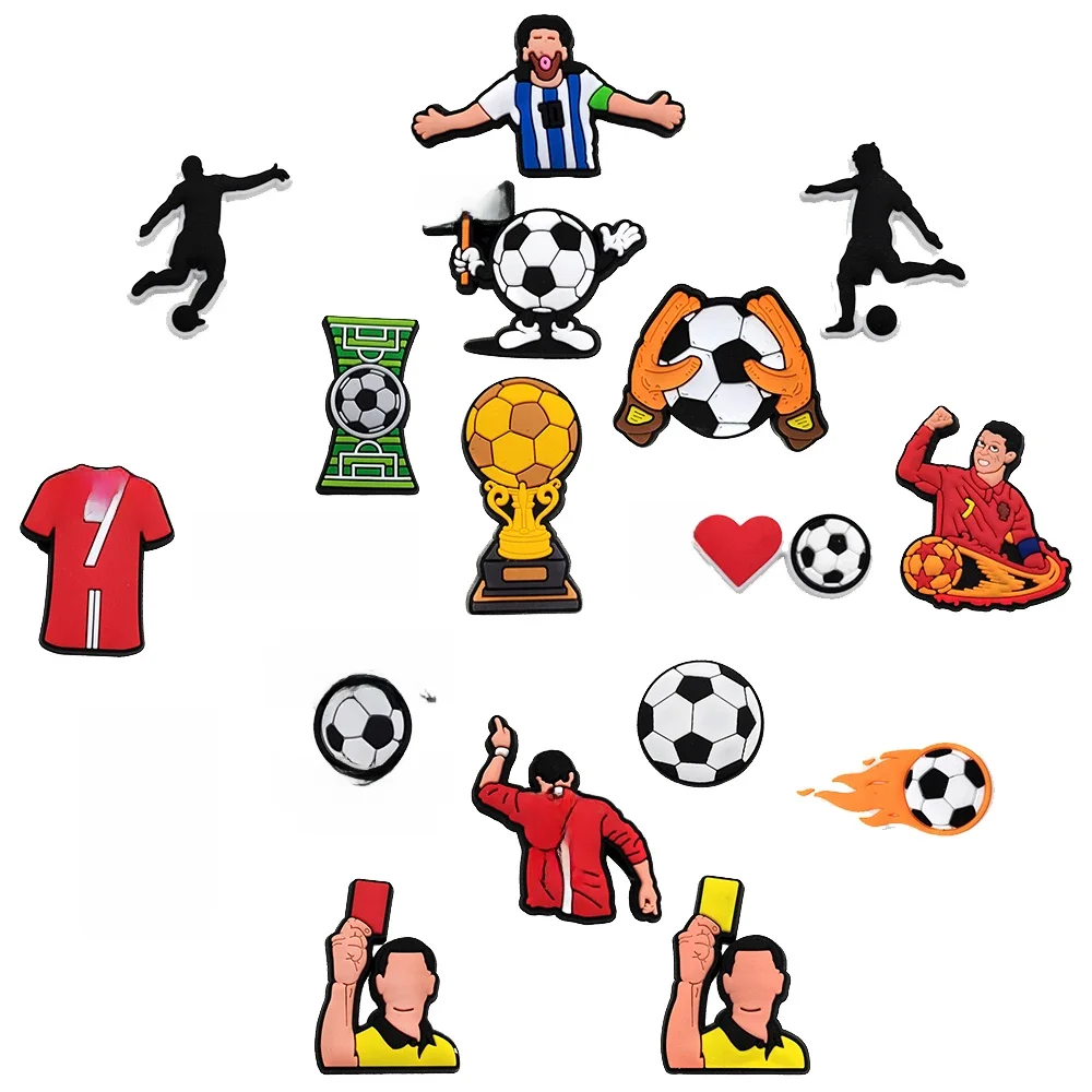 Breloques pour chaussures de Football, 1 pièce, décoration de chaussures, adaptées aux breloques, accessoires de chaussures en PVC, cadeaux de fête pour enfants