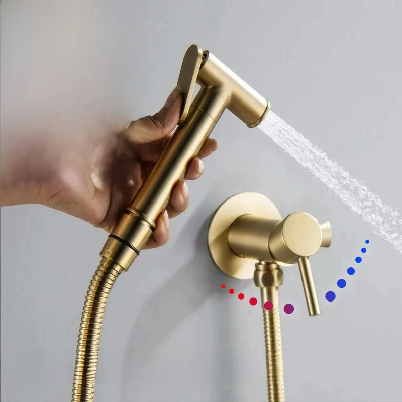 VGX Messing Bidet Kraan Set Handheld Ducha Higienica Warm Koud Wc Kraan Vrouwen Wasmachine Badkamer Shattaf Sproeier Hygiënische Douche - afbeelding 2