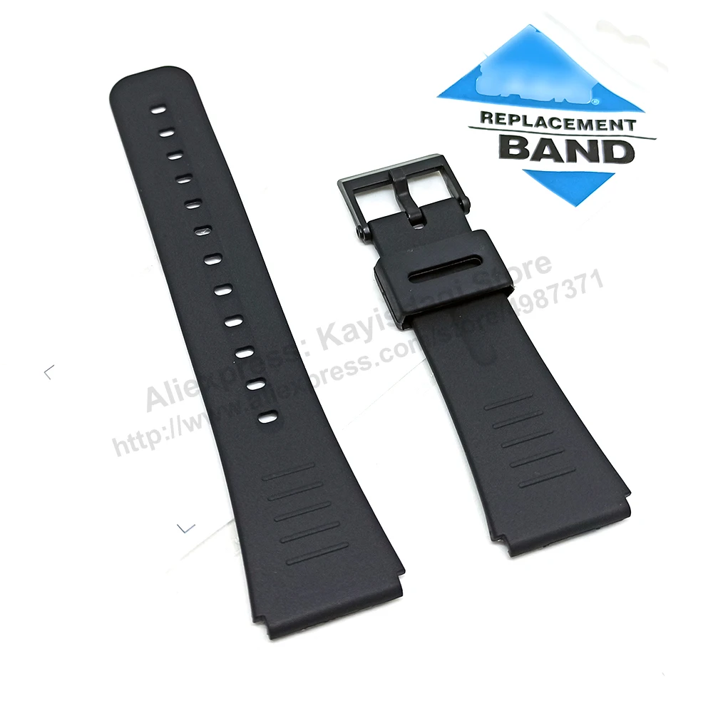 Fits/For Casio DBC-150 , DBC-150B , DBC-W150 , DBC-W151J , EB-2004 - 22mm Black Rubber Replacement Databank Watch Band Strap