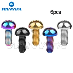 Wanyifa 6pcs Titanium Bolt M5x12mm Flat Button Hex Head Screws for Bicycle Disc Brake Rotor Water Bottle Cage Ti Fasteners