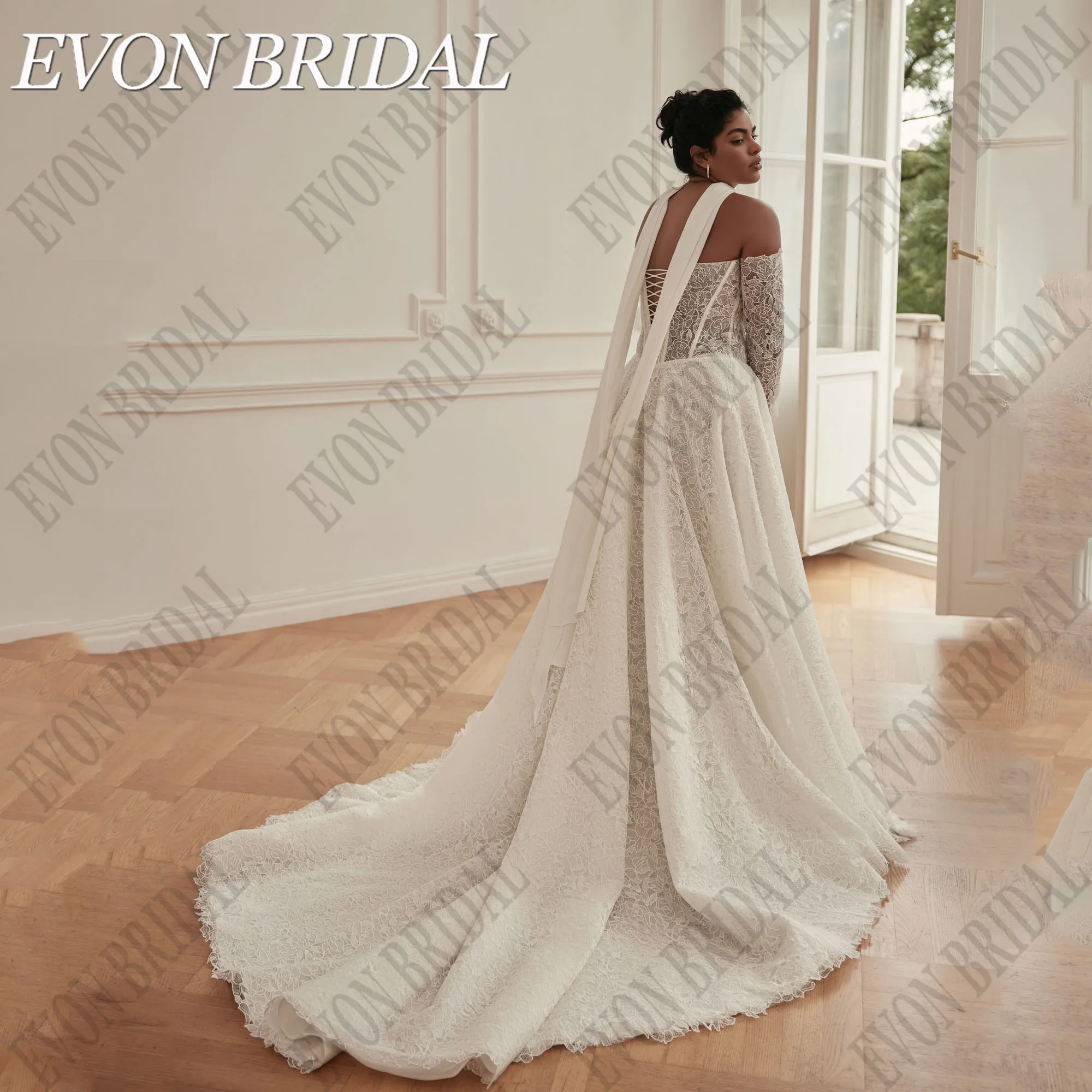 EVON BRIDAL Lace A-Line Wedding Dress Plus Size Women Applique Sweetheart Long Bridal Gown Women Vestidos De Novias Customized