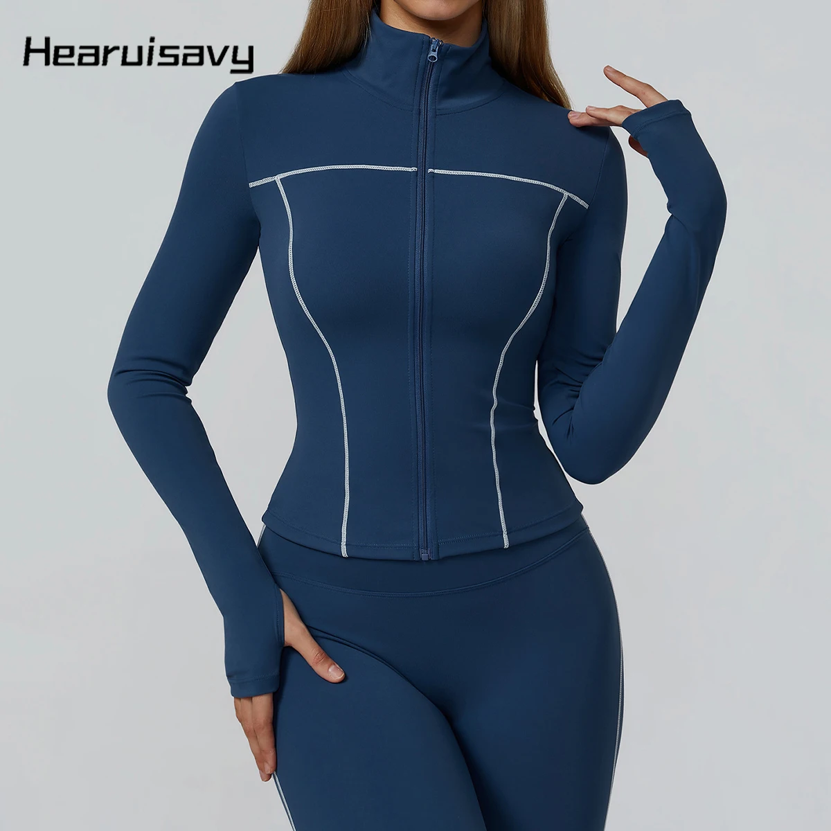 

Hearuisavy куртка для бега и фитнеса, женская спортивная одежда для спортзала, спортивные толстовки, облегающее пальто для йоги, ветрозащитные спортивные куртки с длинными рукавами
