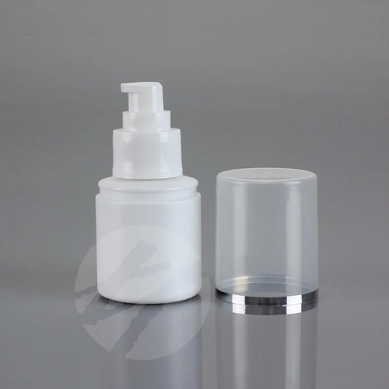 60ml white plastic bottle silver line for lotion emulsion serum essence skin care cosmetic packing