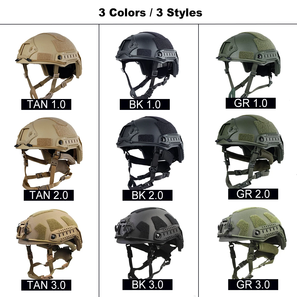 FAST Fiberglass Helmet Shell Airsoft Paintball Training Outdoor Sports Helmet with Side Rails Hook Loop Panel