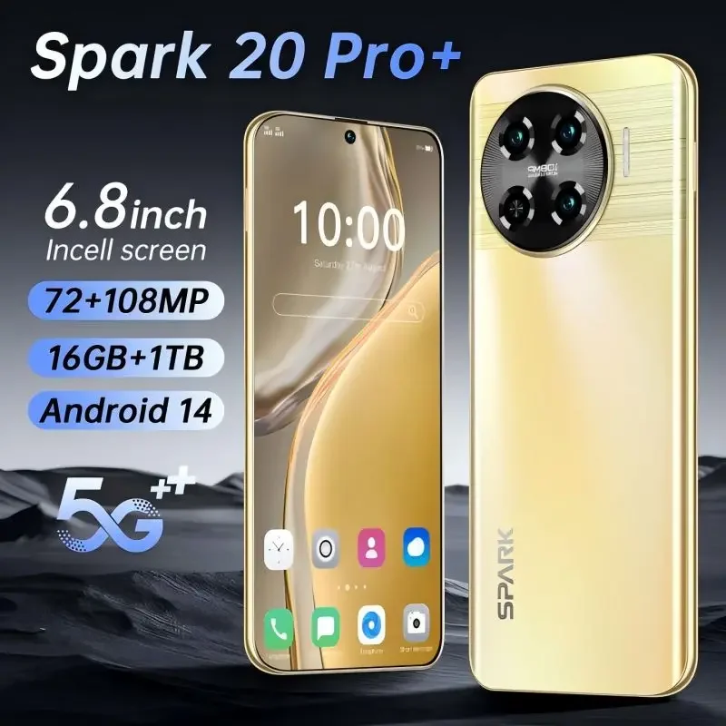 

NEW Original Global Version Mobile Phones Sprak 20 Pro+ 6.8 inch 16G+1T Android 14 6800mAh Battery 108MP Camera Cellphones 5G