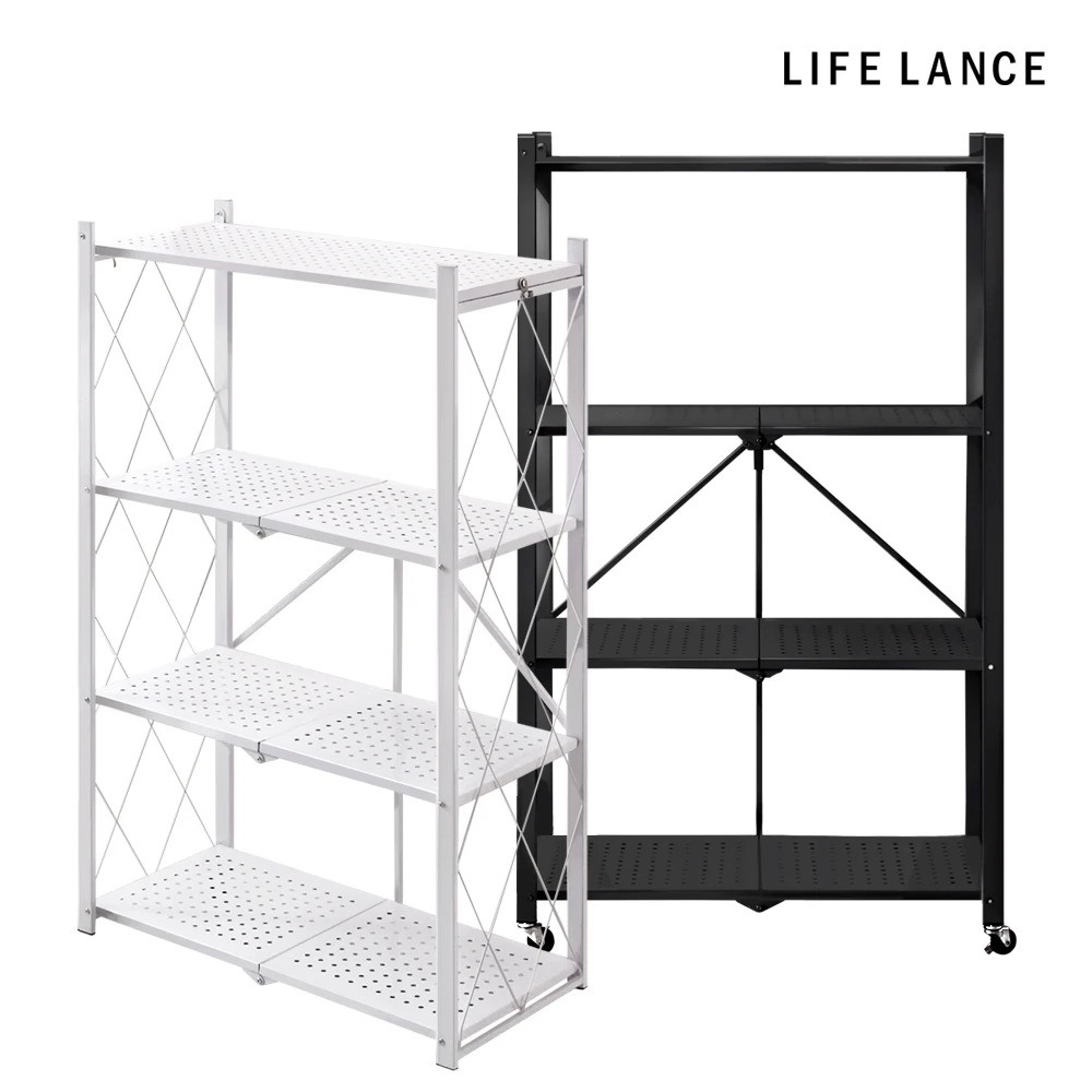 Folding Iron Rack 4 floor Portable Iron Frame Folding Rack 라이프란스 접이식 철제 선반 4단 이동식 철제 프레임 폴딩 선반 LIFE LANCE