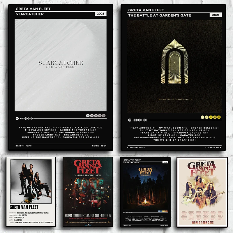 Pop Rock Band Greta Van Fleet 2023 Latest Music Album Starcatcher Poster Room Canvas Print Aesthetic Art Home Wall Decor Picture
