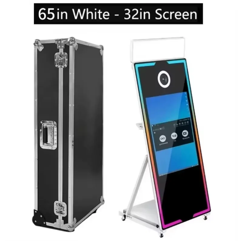 2026 Touchscreen Fotohokje Draagbaar 40 inch 65 inch Spiegel Magic Fotohokje Machine voor Bruiloft Feest Activiteiten