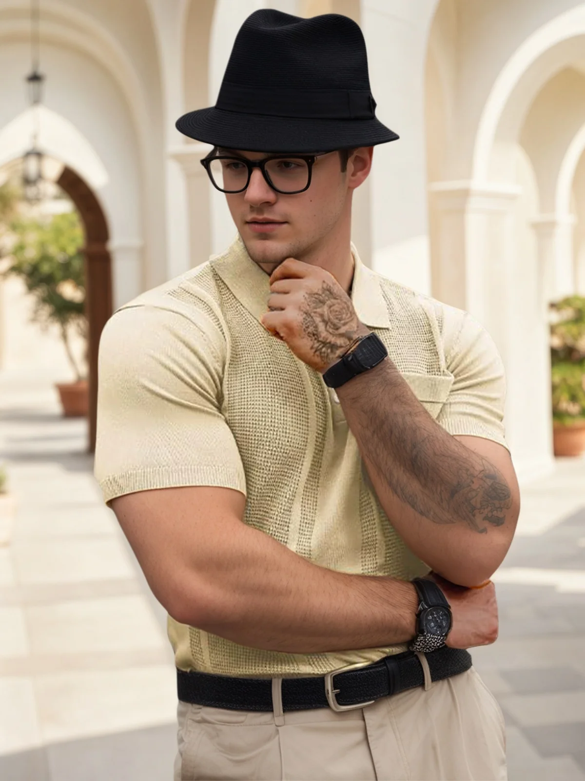 

Мужские вязаные рубашки поло с коротким рукавом, легкие рубашки для гольфа, свитер