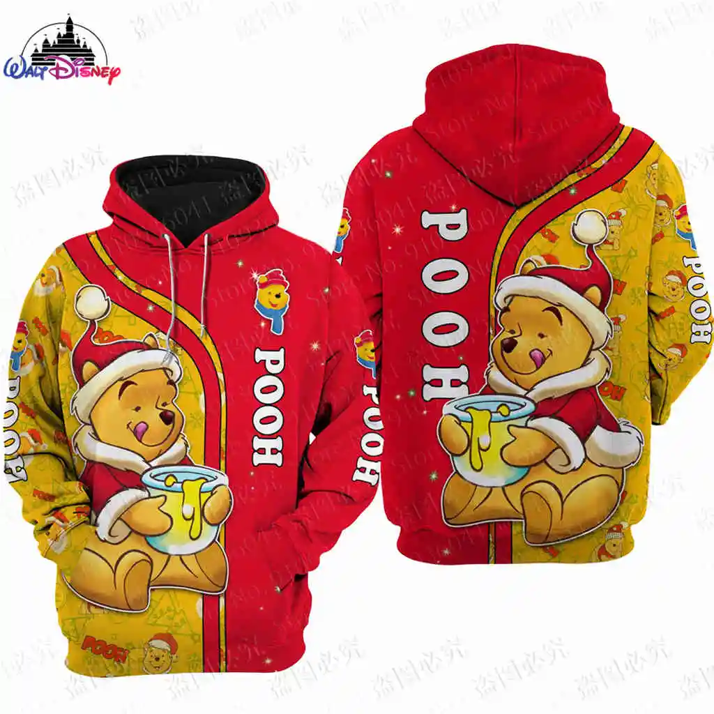 Christmas Winnie the Pooh Disney men women 3D Print High quality Fleece Zipper/ Hoodies parent-child Pullover Tops