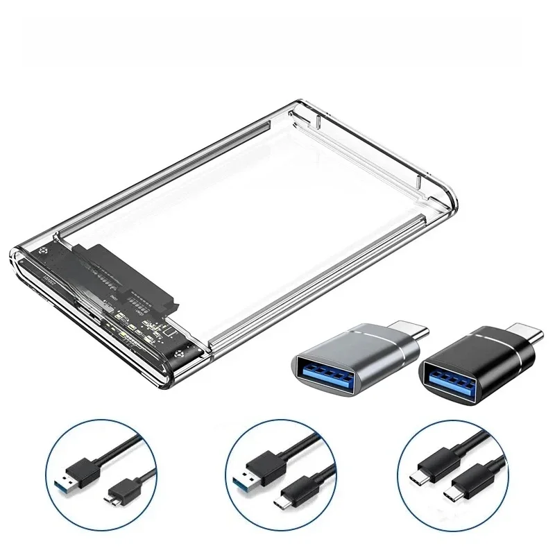 Przezroczyste obudowa HDD obudowa dysku twardego 2.5 cali SATA do USB 3.0 typu C 3.1 UASP przezroczyste futerał na dysk twardy Harddisk Boxs bez narzędzi — zdjęcie 2
