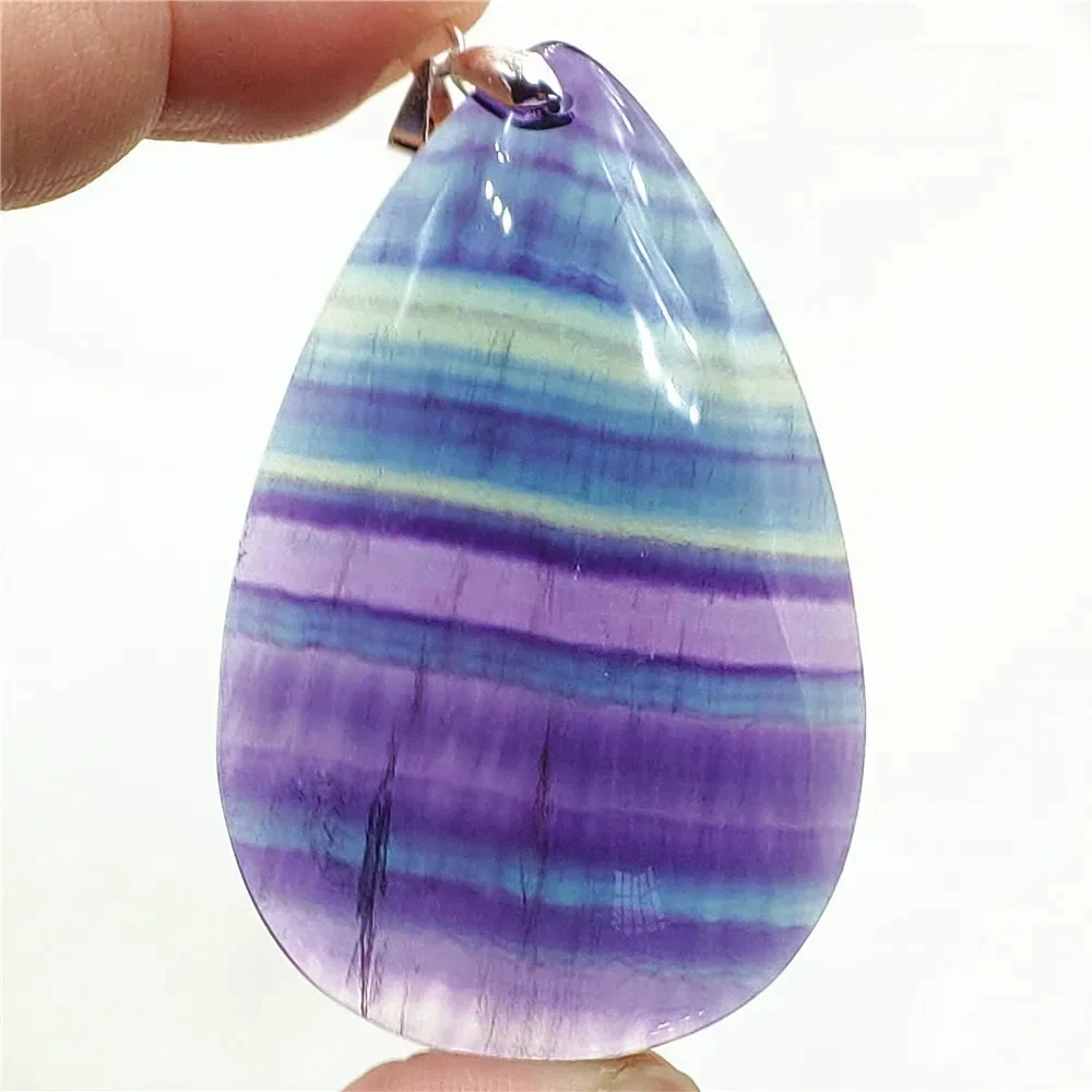 Pendentif en Quartz Fluorite coloré naturel pour femmes et hommes, perle goutte d'eau bleue, pastèque, collier en Fluorite, bijoux AAAAA