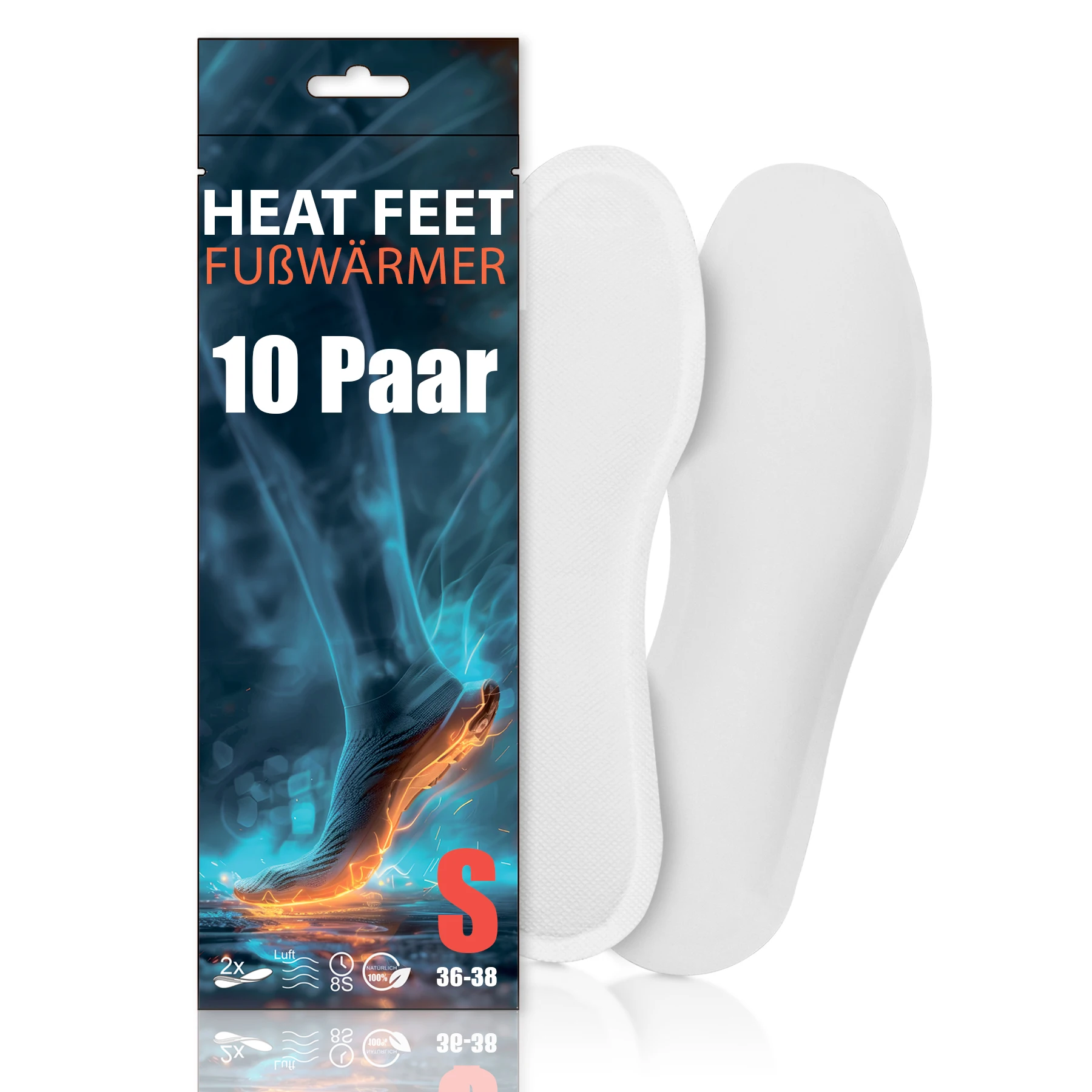 10 Paar HEAT FEET Wärmesohlen, Heizsohlen, Einlage Fußwärmer, wärmende Sohlen, warme Einlegesohlen, Wintersportarten Outdoorsport Weihnachtsmarkt, bei kalten Füßen für Schuhgröße 36-46 8h Wärme