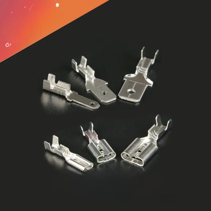 100 sztuk 2.8mm 4.8mm 6.3mm wtyczka wiosna kobieta mężczyzna Spade zaciski zimne złącze głośnik samochodowy złącza przewodów elektrycznych zestaw — zdjęcie 2