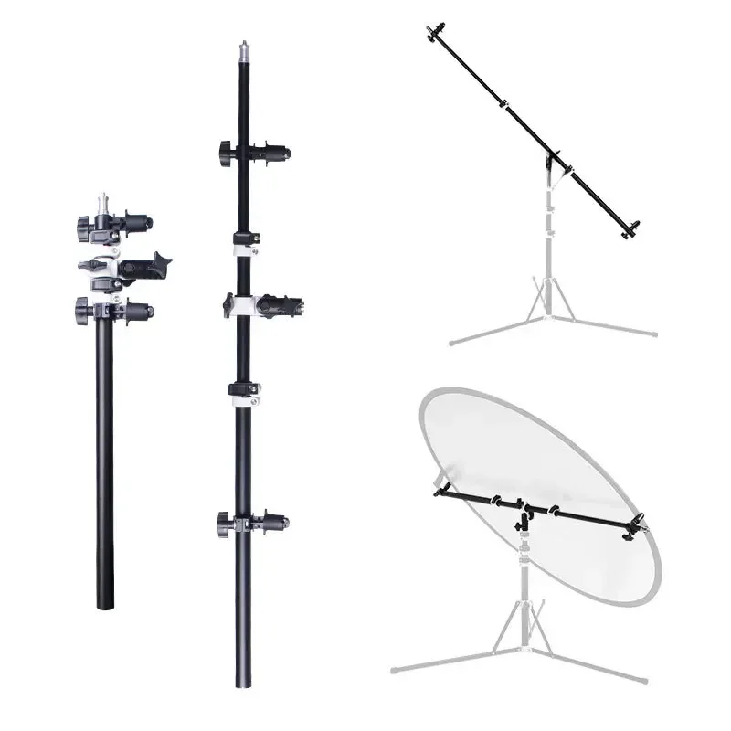 Odblaskowy drążek teleskopowy poprzeczka wspornik tła 125cm wysięgnik do statywu świetlnego lampa błyskowa Speedlite wspornik dyfuzora — zdjęcie produktu 7