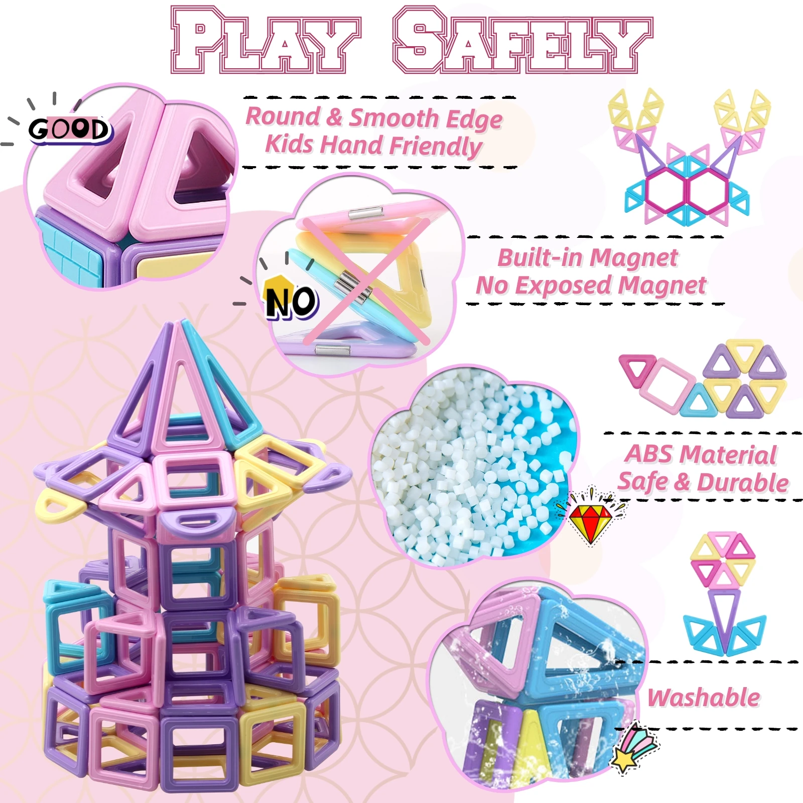 Blocs de construction magnétiques Mini taille 135 pièces, jouets éducatifs STEM pour garçons et filles de 3 4 5 6 7 8 ans