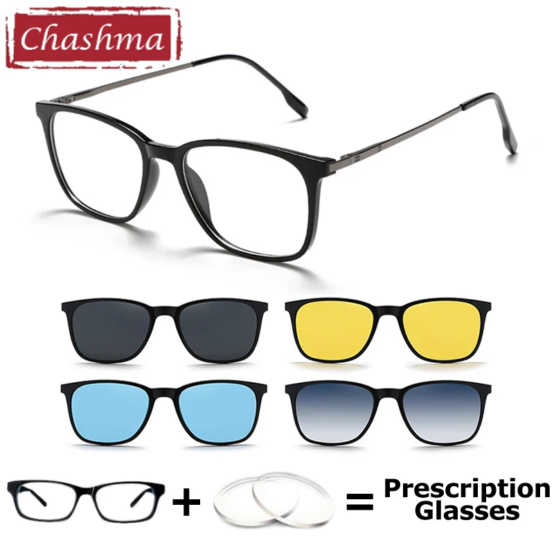Chashma Prescription Glasses Men Clip on Eyeglasses Frames Polarized Magnetic Eyewear Women Sunglass Driving Varifocal Lenses