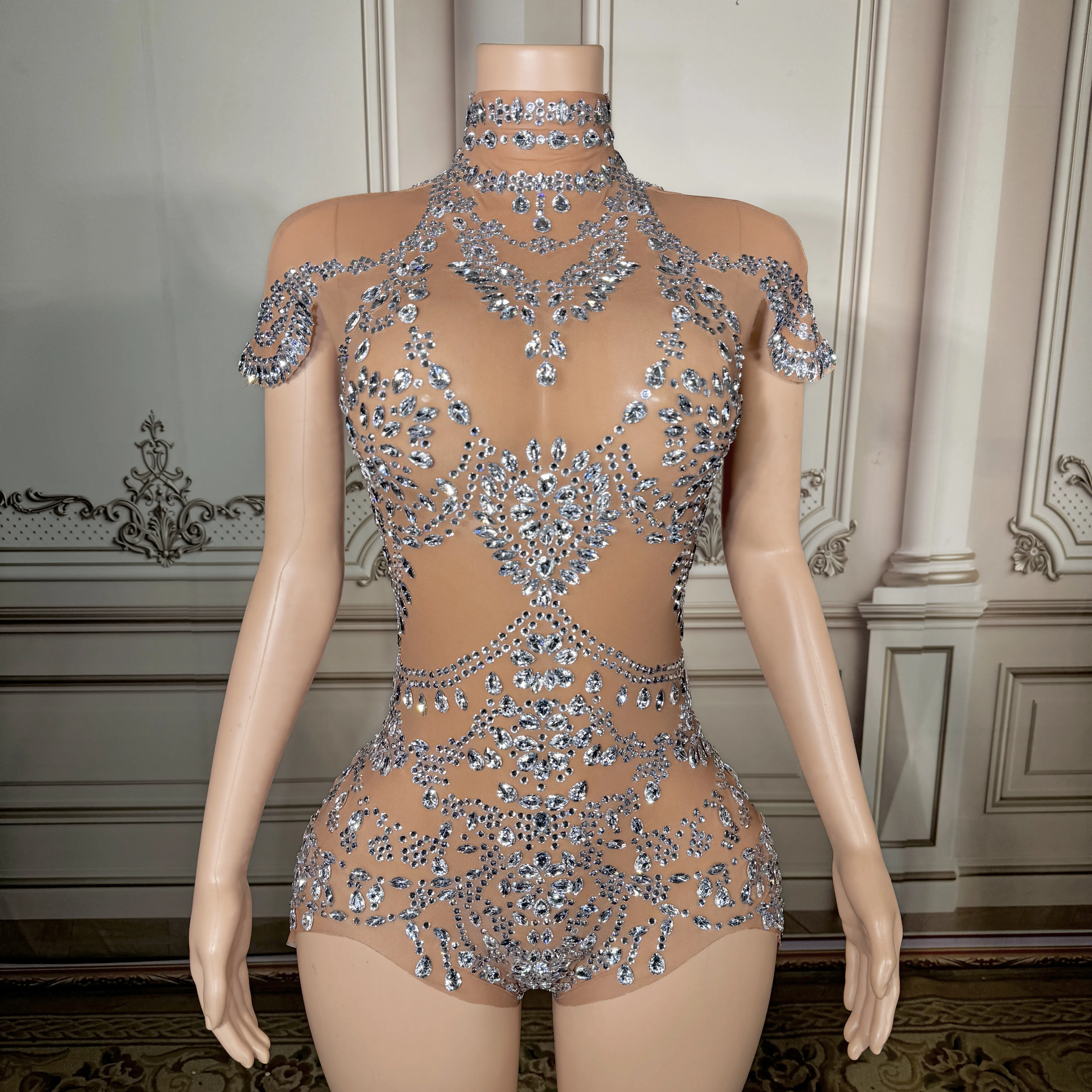 

ZD parkling diamond embellished gown ideal for stage performance, singers, influencers, fashion shows, and glamorous celebrity