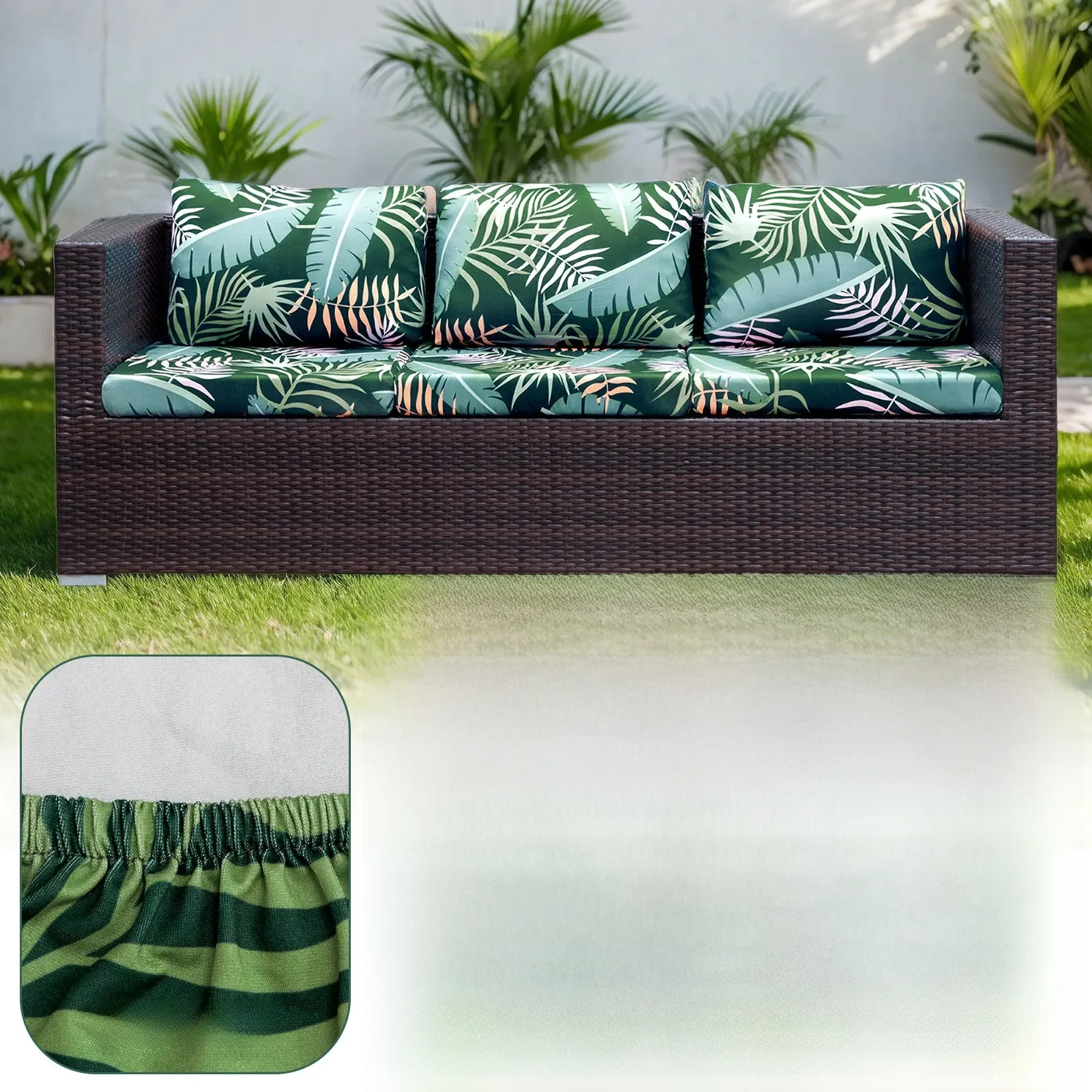 3/6/8Pcs Patio Stretch Bank Kussenhoes Outdoor Kussenhoes Vervangende Terraslipcovers Stoelhoes Zacht - afbeelding 2