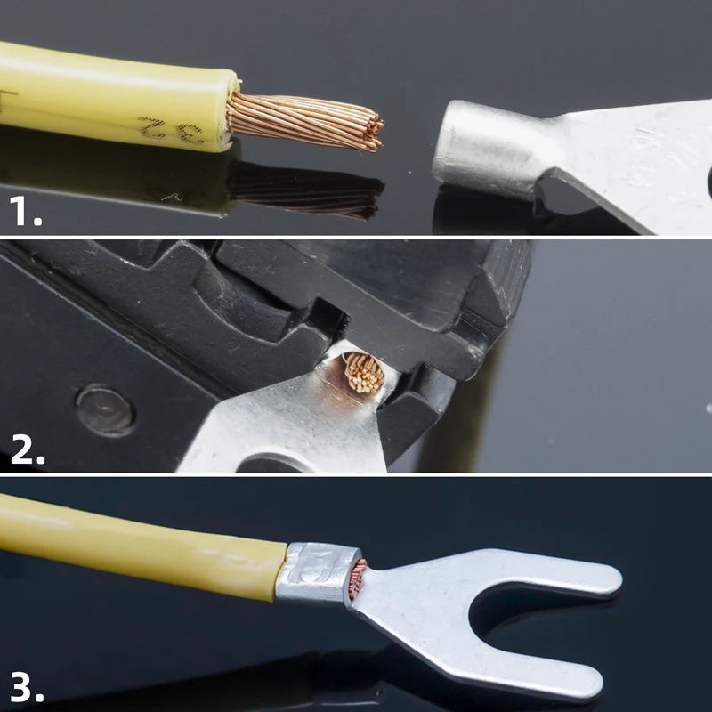 Non Insulated Spade Terminal Electrical Wire End Fork Naked Crimp Connector AWG22-4 Cable Cold Press Terminal SNB Type