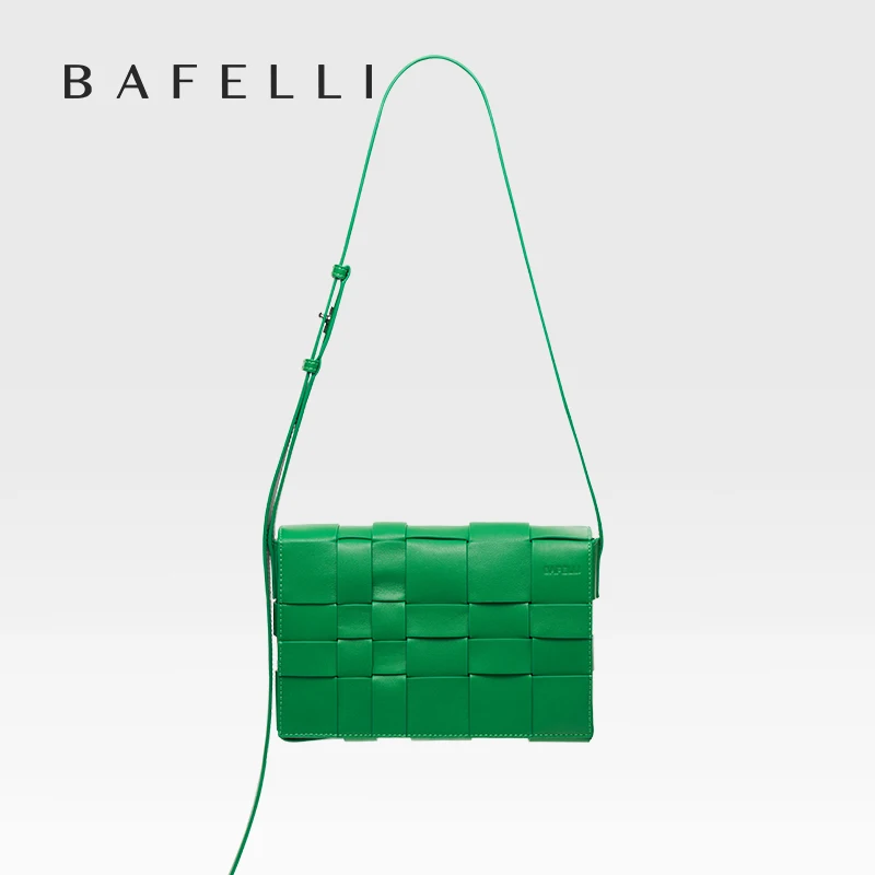 BAFELLI HANDBAG 2025 NEW WOVEN FASHION GENUINE LEATHER BOX BAG SHOULDER CROSSBODY PURSE WOMEN\'S FEMALE LUXURY BRAND CLASSICAL