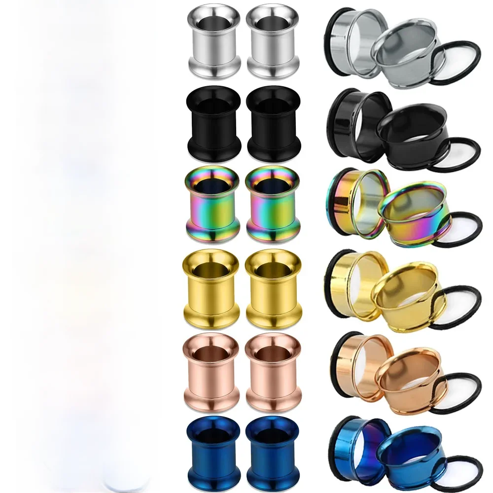 1pc 3mm-20mm tampões de ouvido de aço inoxidável túneis cor de ouro rosa brincos parafusados