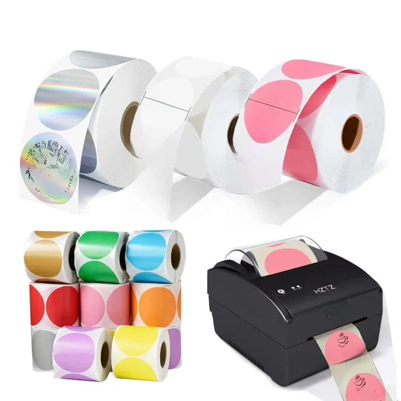 50mm okrągła naklejka termiczna etykieta samoprzylepna okrągła etykieta termiczna do paska naklejka z kodem QR maszyna xprinter xp 365b H-Z851 — zdjęcie produktu 6