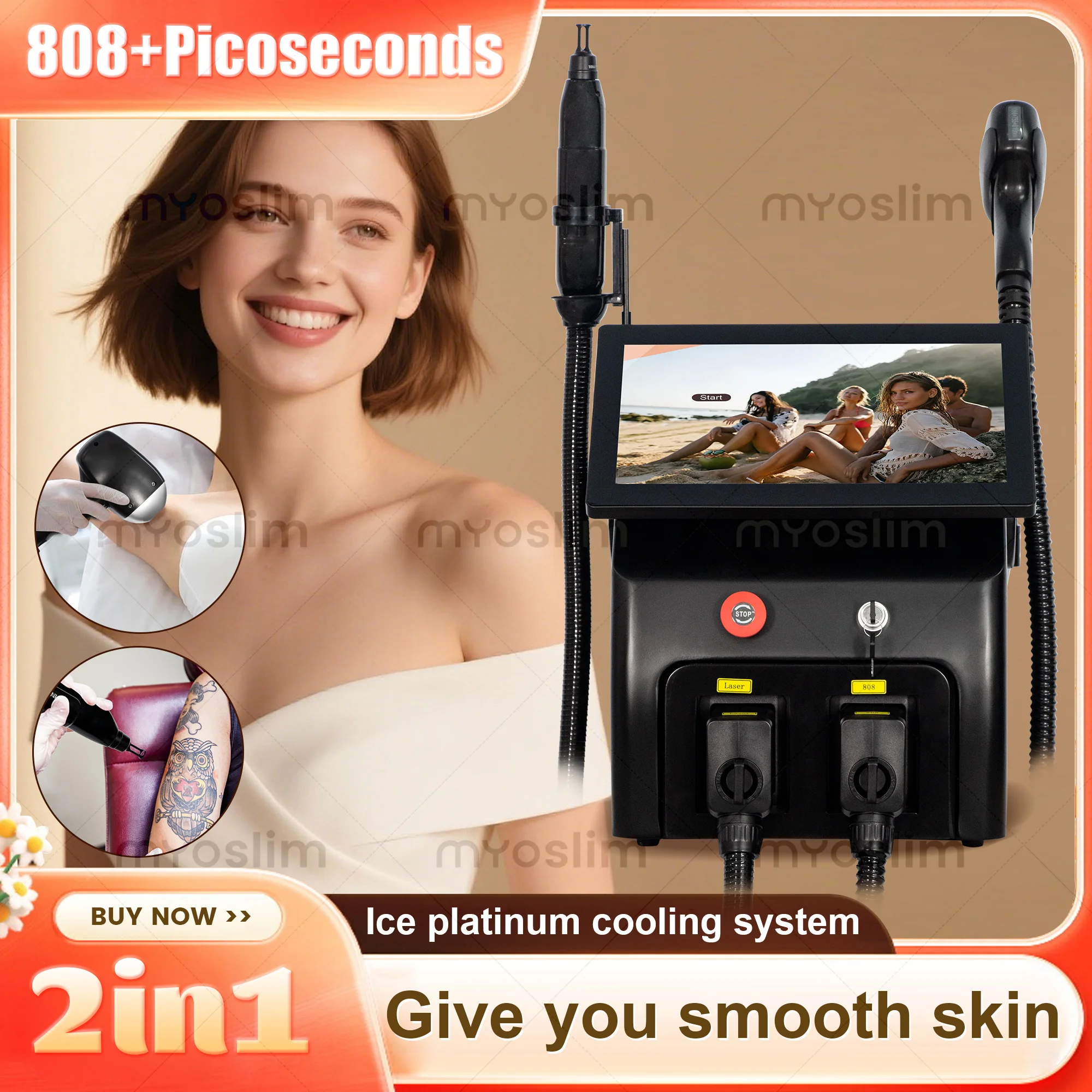 

2 in 1 diode soprano hair removal picosecond photon skin rejuvenation lifting and firming beauty salon dedicated 4 wavelengths 4