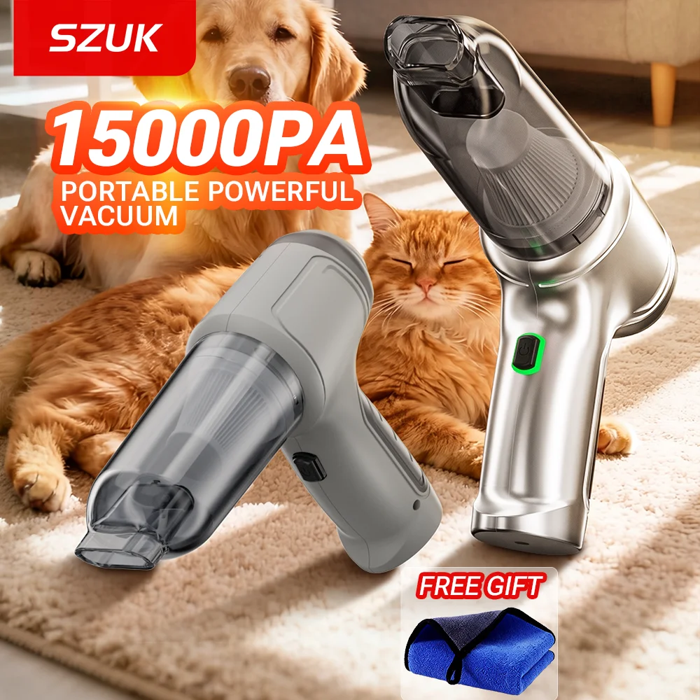 SZUK 15000PA Wireless Car Vacuum Cleaner Strong Suction Handheld Cleaning Machine for Car Powerful Portable Mini Vacuum Cleaner