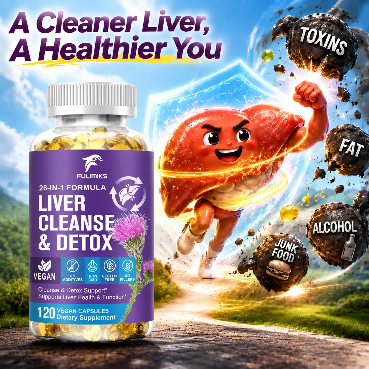 Milk Thistle Silymarin - Liver Cleanse & Detox Capsules, with