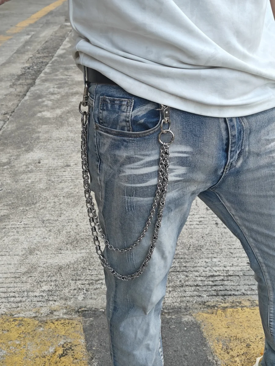 

DIY Ретро зажим для киля, бусины из нержавеющей стали, двухслойная цепочка для брюк, модные мужские и женские роскошные аксессуары на талии