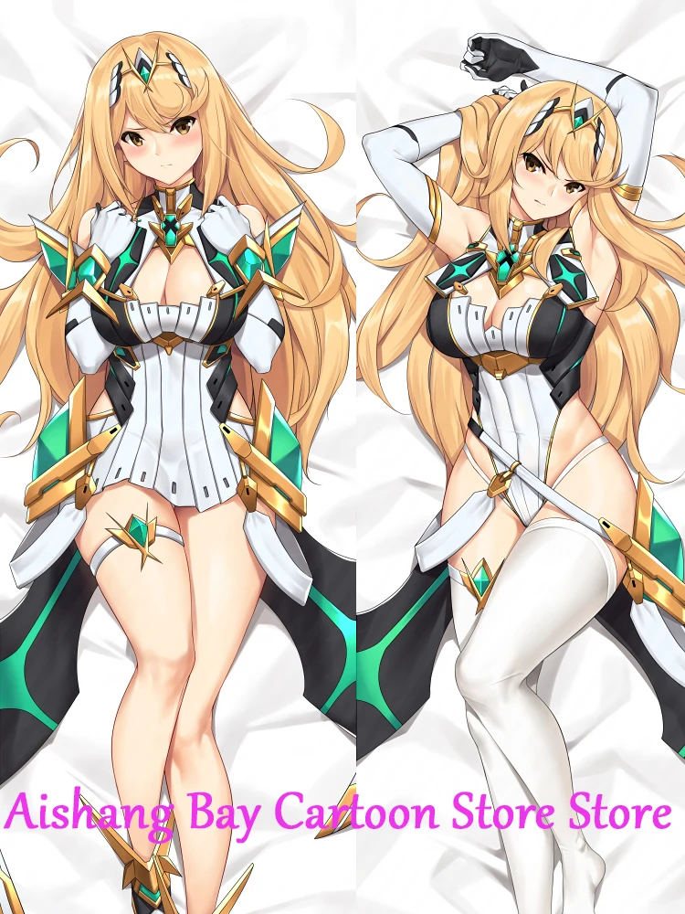 

Dakimakura Anime Pillow Cover Mythra Commish Double Sided Print Life-size Body Decoration