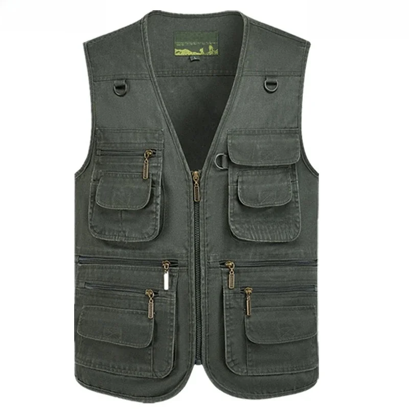 Multi Pocket Heren Vest Rits Mouwloos Jasje Mannelijke Lente Big Size Reizen Vissen Werk Outdoor Tactisch Plus Groot 10XL 9XL - afbeelding 2