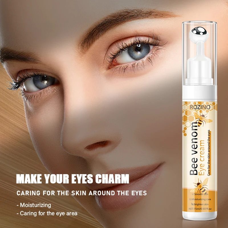 Rozino Bee Venom Eye Cream Contains Bee Venom Ingredients, Gently Nourishes and Soothes the Eye Area, with a Fine, Lightweight Cream Texture That Is Refreshing and Not Heavy, Suitable for Use Morning and Night, and Comes in a Compact, Portable Tube, Can Be Paired with Various Skincare Products.