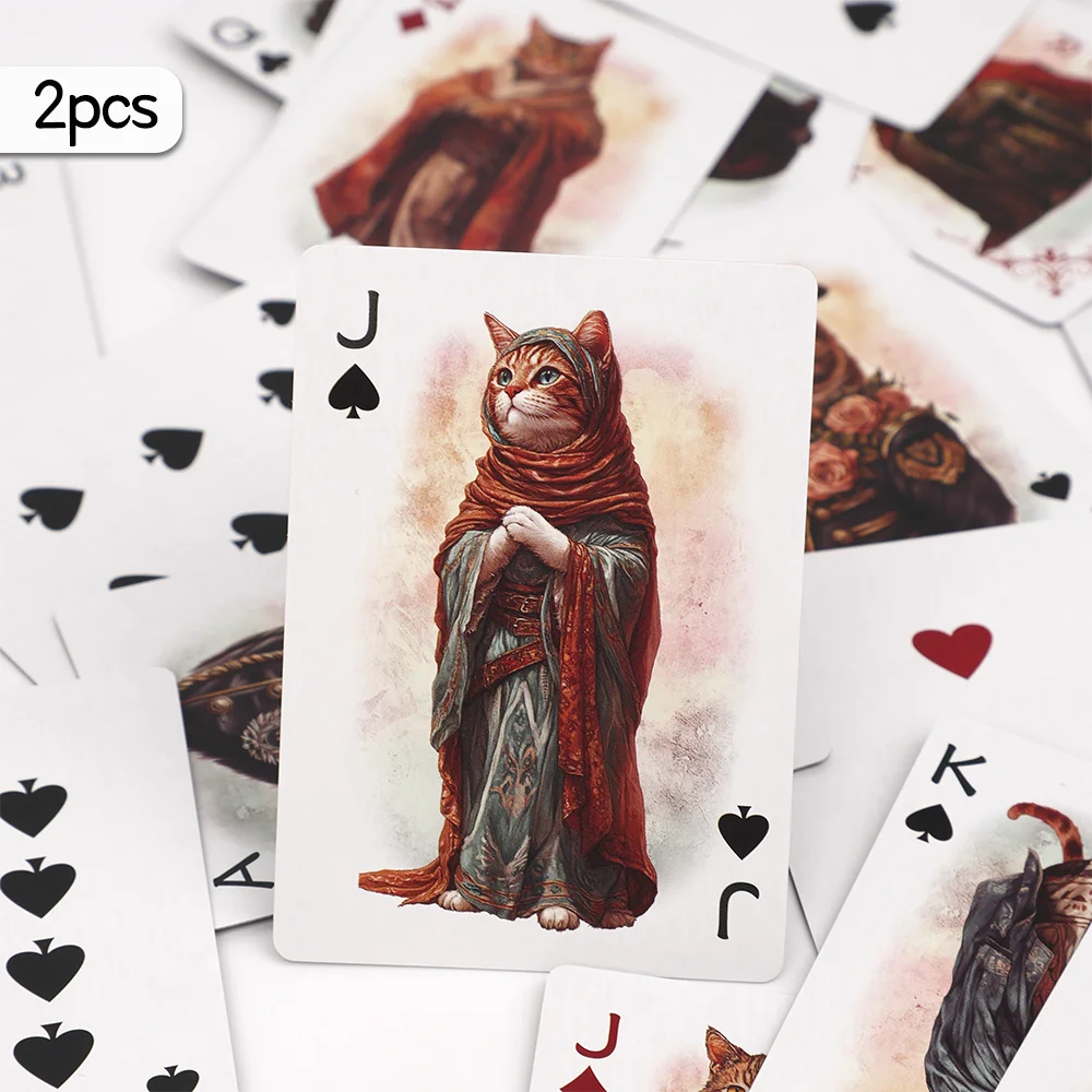 

1/2 шт., игральные карты с антикварной иллюстрацией кота, ретро-карты, ретро-стиль, игровая вечеринка, настольная игра