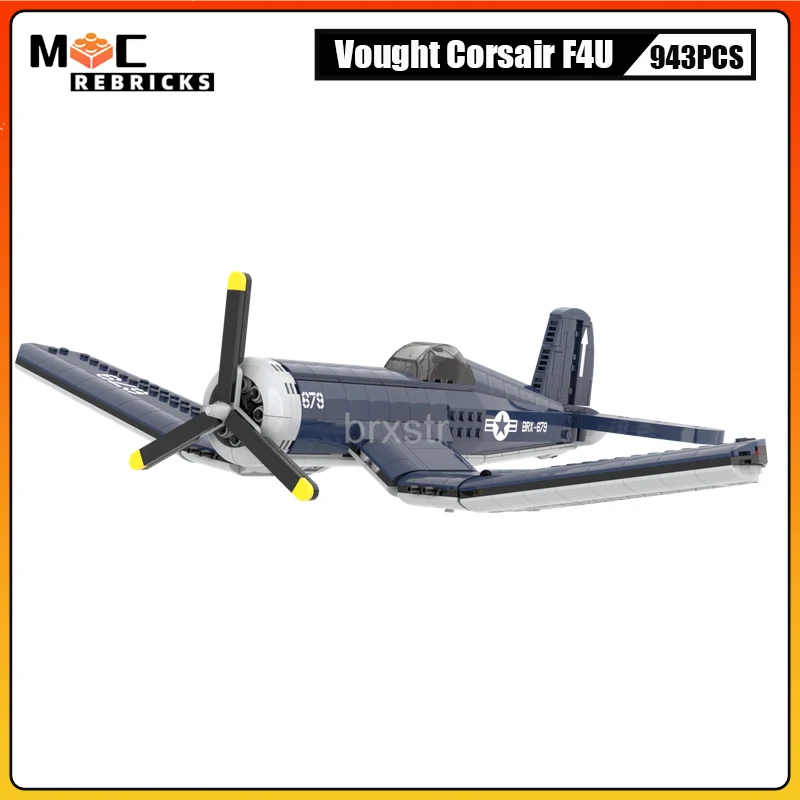 

WW2 Military Battle Korean War US F4U Corsair Combat Aircraft MOC Building Blocks Airplane Model Boy Bricks Toys Gifts