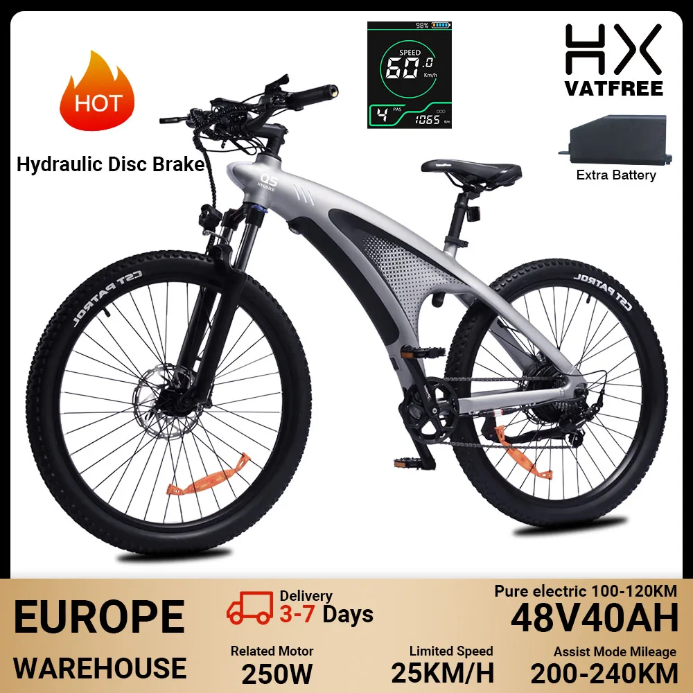 HX Q5 Elektrische Fiets voor Volwassenen Koppelsensor 250W Motor 85Nm 48V 20Ah Verwijderbare Batterij 27.5x2.25 Inch Mountain Commuter E-Bike