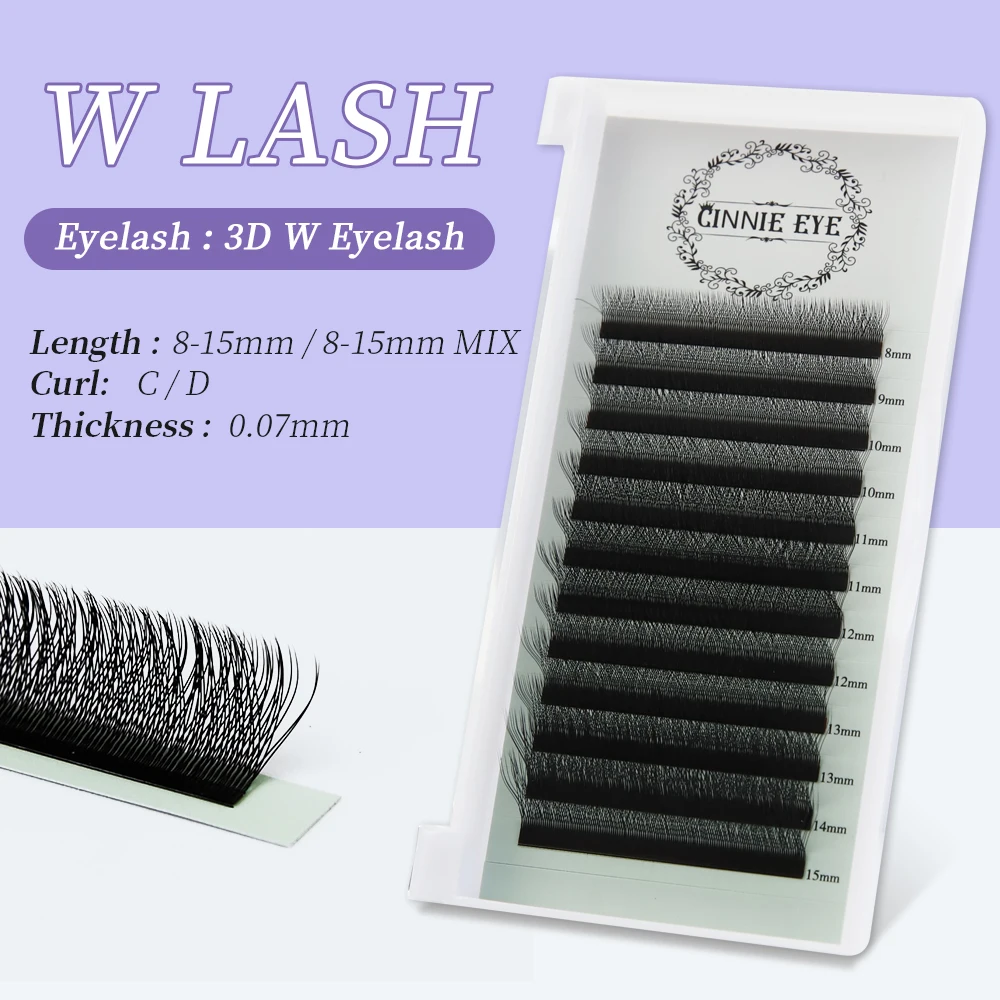 4D W Eyelashes Extensions Individual Lash Premade Fans Soft Volume Eyelash Natural Mesh Net Cross Four Leaf Clover Mink Cilia