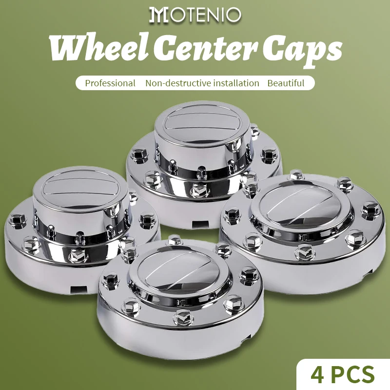 

4PCS Chrome Wheel Center Hub Caps with Screws – for 2011-2018 Dodge Ram 3500 1-Ton Dually (DRW) with 8-Lug Alcoa Aluminum Wheels