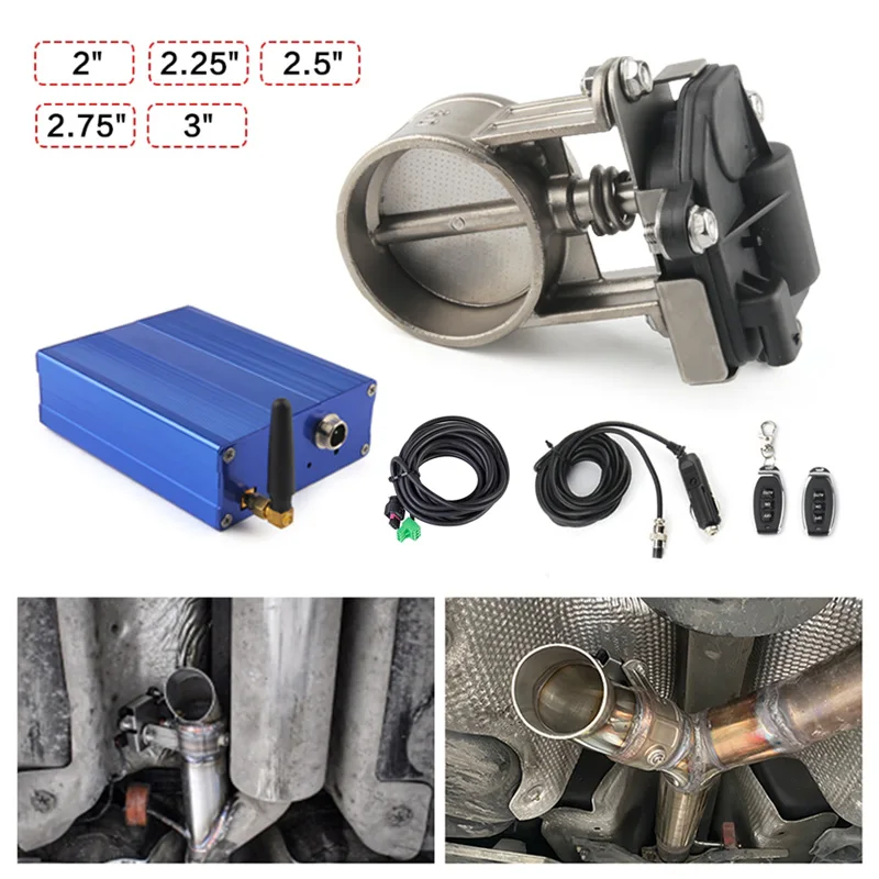 Electric Exhaust Cutout Valve Kit Universal Multi‑Angle Mode With Remote Controller For Car Exhaust Pipe 51/60/63/70/76MM