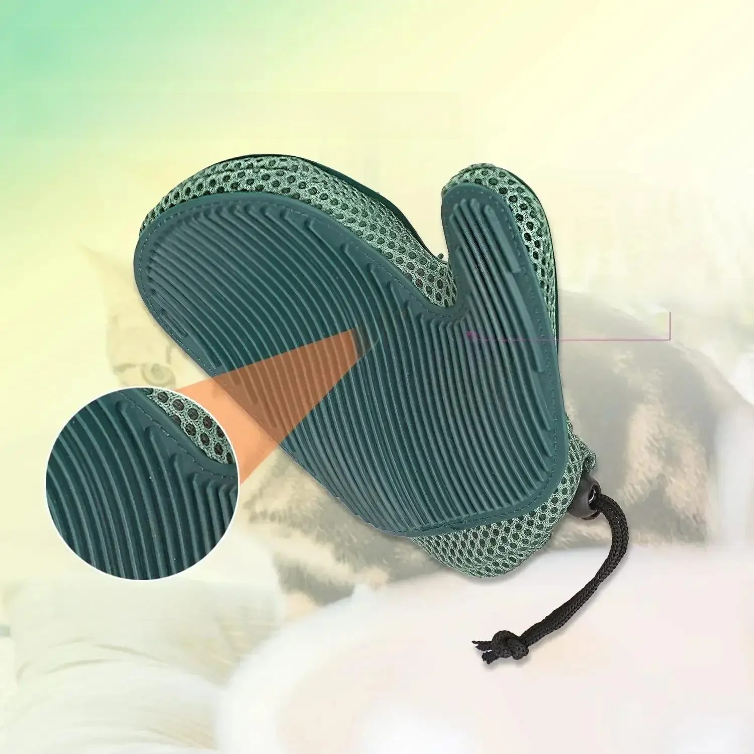 1pc 2 en 1 gant de poils de chat et gant dissolvant de fourrure d'animal de compagnie, gant de toilettage pour chien brosse pour perdre, gant d'épilation pour animaux de compagnie pour nettoyant