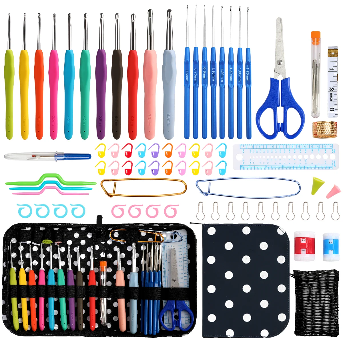 

New Fashionable Polka Dot Storage Bag Crochet Set DIY Knitting Tools