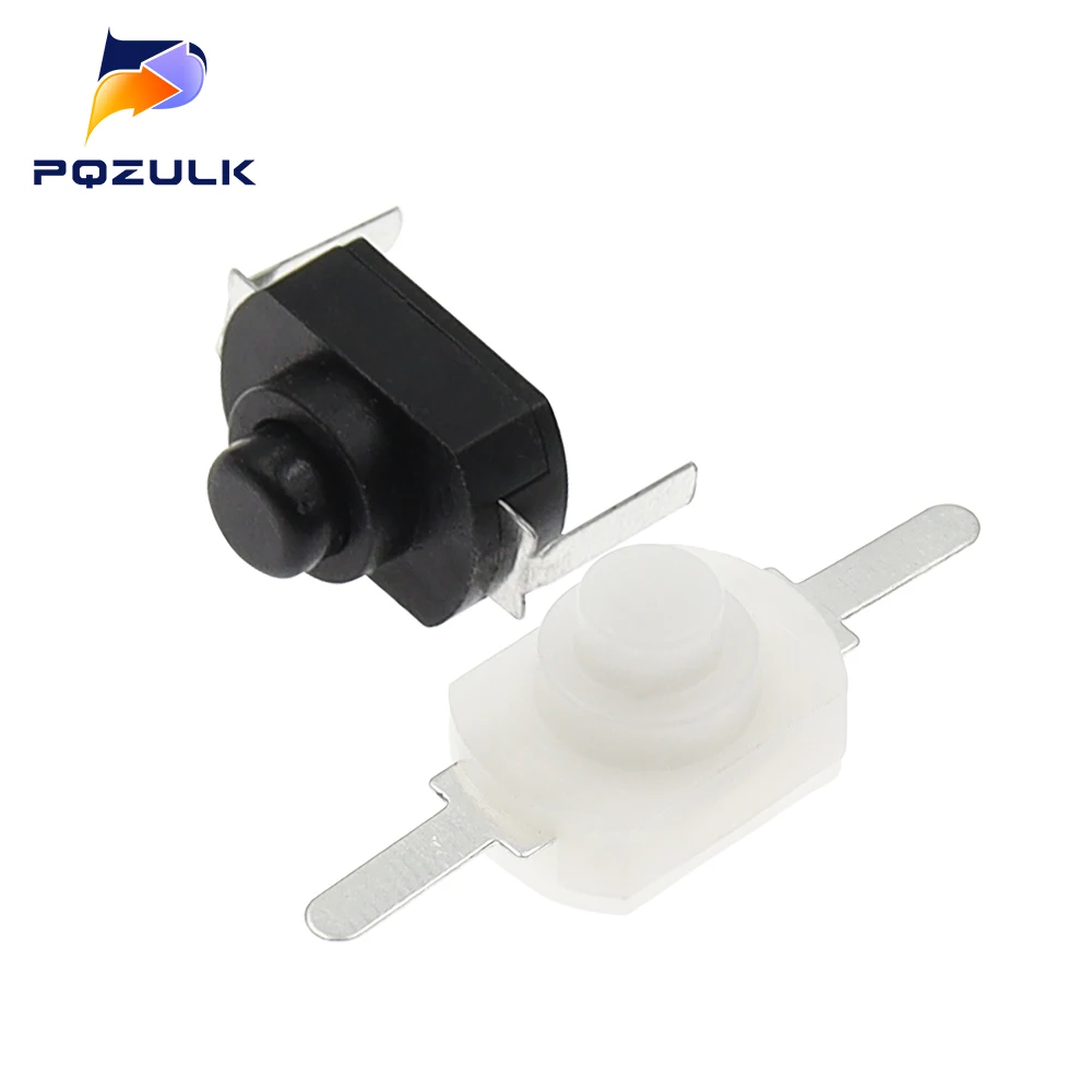 10PCS 1288BM Push Button Switch Black White Flashlight Switches Bent Feet Flat Foot 1288 BM 16340 1208YD ON-OFF