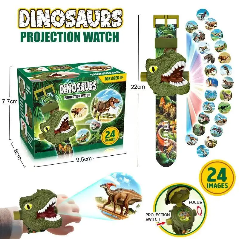 Projetor de dinossauro relógio educação precoce inteligência iluminação brinquedos relógios eletrônicos das crianças dispositivo projetor pequenos presentes
