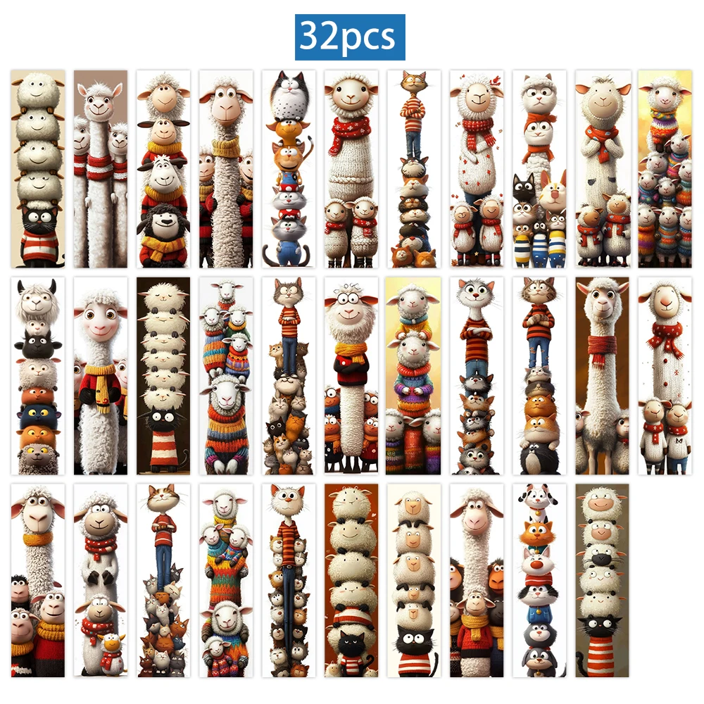32 قطعة، علامة مرجعية لطيفة على شكل خروف صغير، موسم العودة إلى المدرسة، عيد الميلاد، الهالوين، مناسبة للمعلمين والقراء وأعياد الميلاد.
