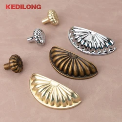 KEDLO French luxury silver shell handle kitchen cabinet gold handle retro color Pull handle furniture hardware drawer handle