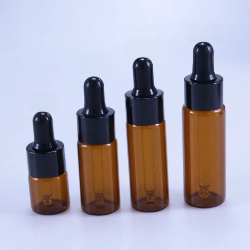 50 stks/partij 5 ml 10 ml 15 ml 20 ml Amber Glazen Druppelflesje Potten Flesjes Met Pipet voor Cosmetische Parfum Essentiële Olie Flessen - afbeelding 2