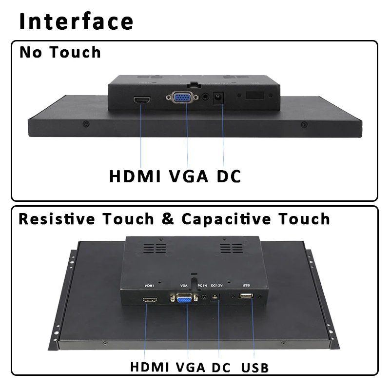 11.6 Inch Widescreen Open Frame Monitor 1920*1080 IPS LCD Industrial Resistive/Capacitive Touch Screen Display With HDMI VGA
